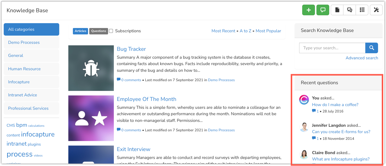 An example of company knowledge sharing with Claromentis' internal comms toolset