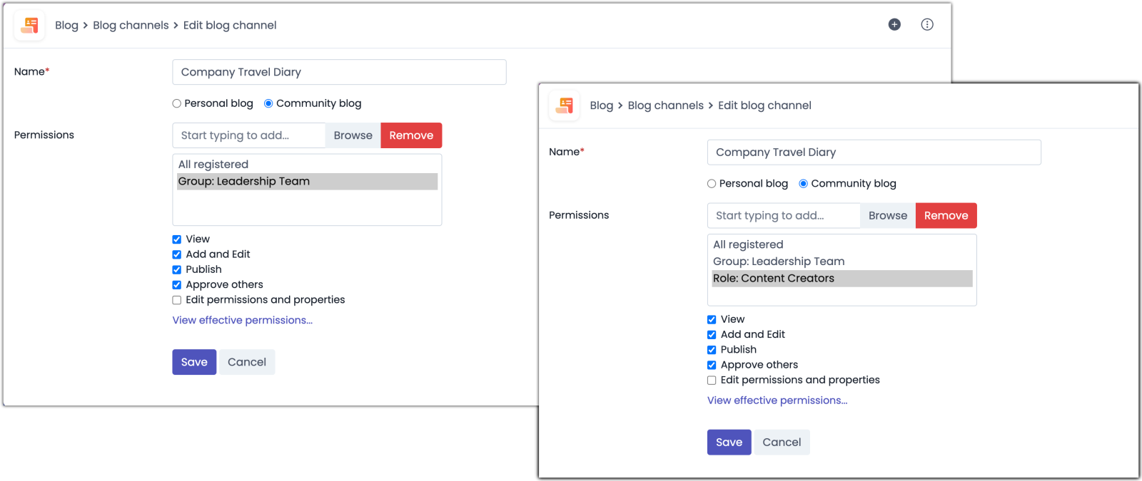 Intranet blog example for internal comms